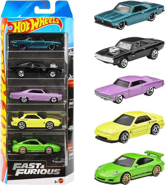 Hot Wheels Fast & Furious Pack 5 Autos – Muscle Cars + JDM + Superdeportivos Diecast 1:64